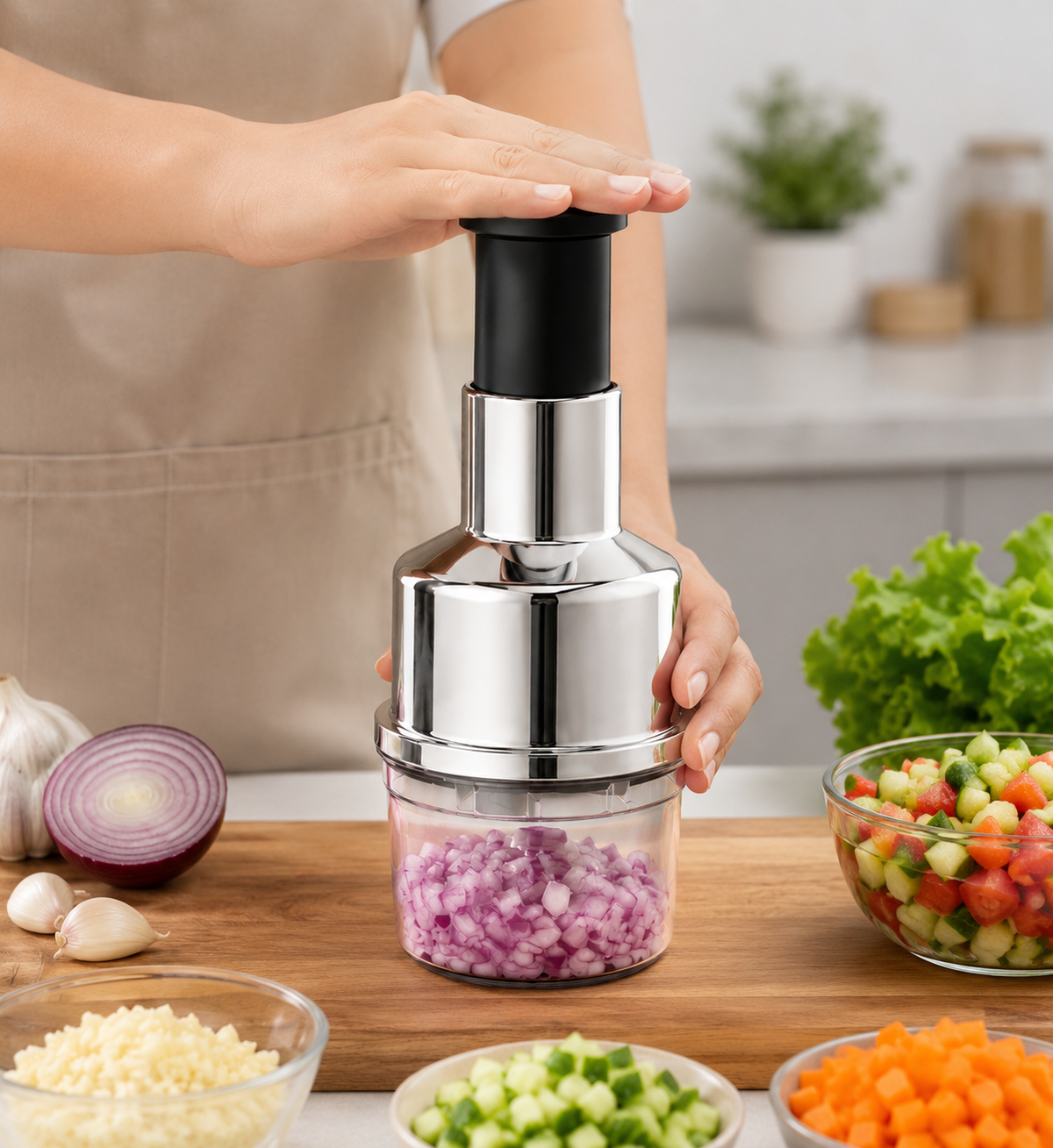 Effortless Vegetable & Fruit Chopper: The Ultimate Onion, Garlic, and Salad Slicer for Quick Meal Prep